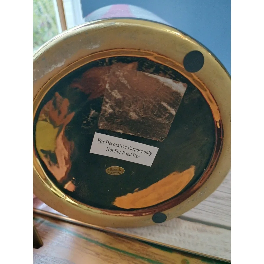 NEW Pink Ceramic Jar Vase With Removable Lid  Gold Accents Decorative - Picture 6 of 6